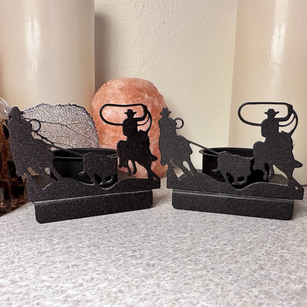 Vintage Cowboy Candle Holders